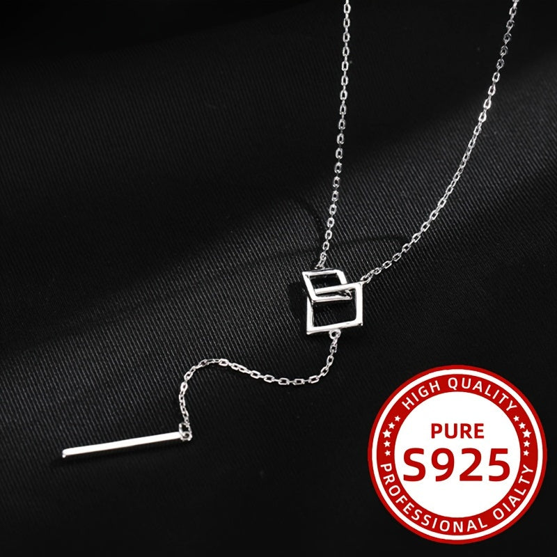 Luxurious long necklace in S925 silver with collarbone style 