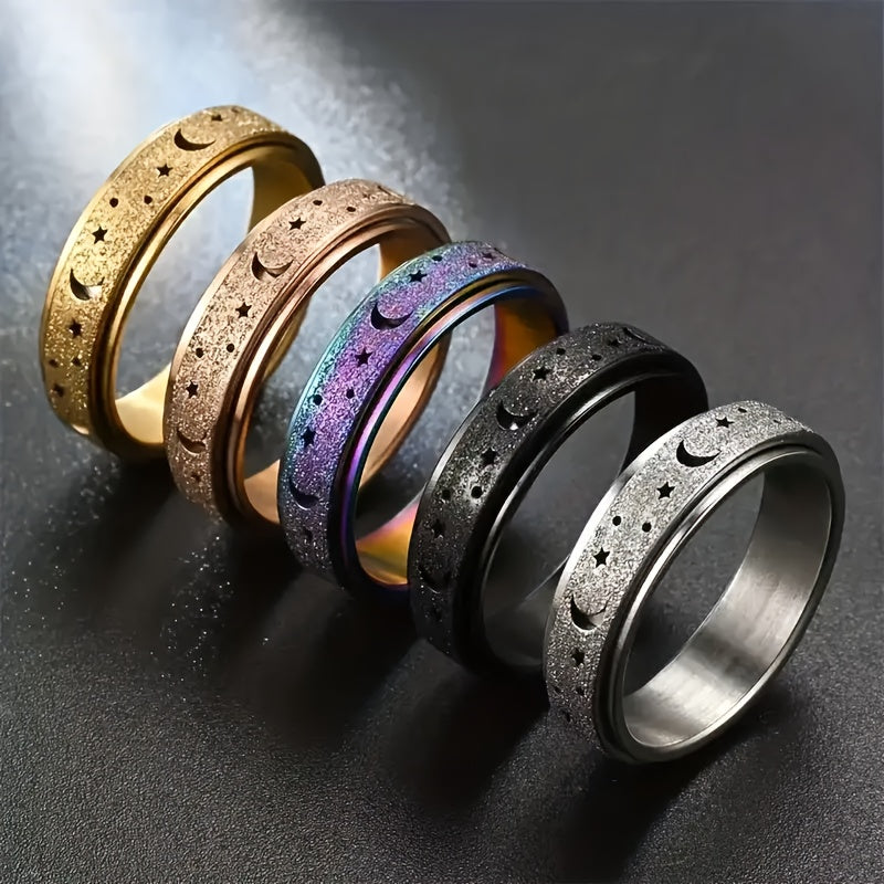 Stainless steel vibrating ring with rotating design