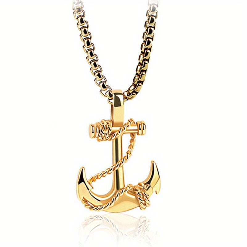 Stainless Steel Navigation Anchor Pendant Necklace