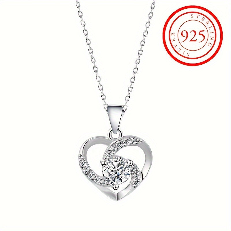 S925 Silver Elegant Heart Shaped Necklace with Zircon