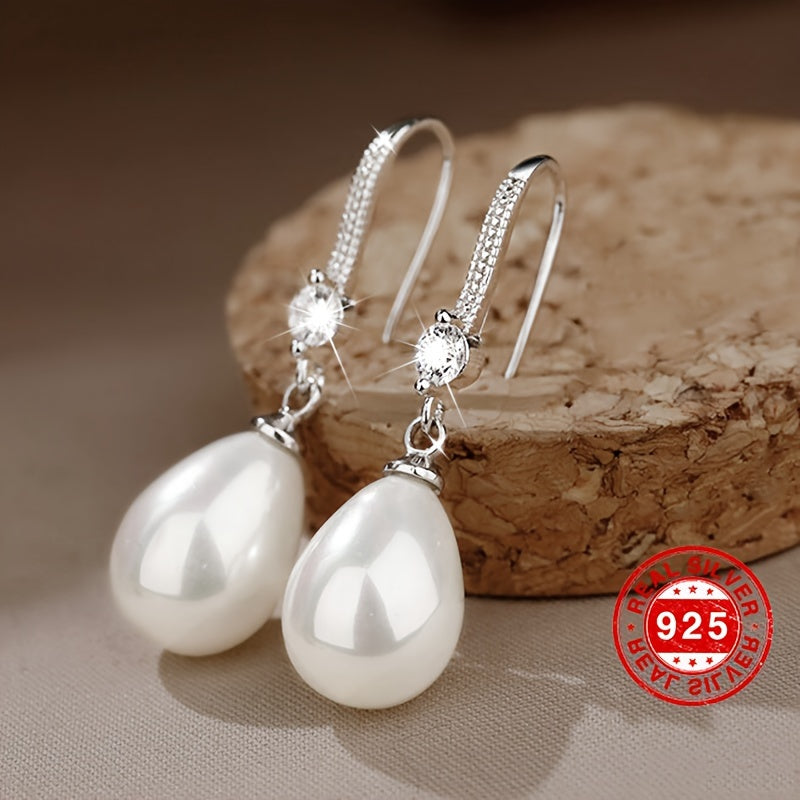 Pearl earrings in 925 sterling silver, 18k gold