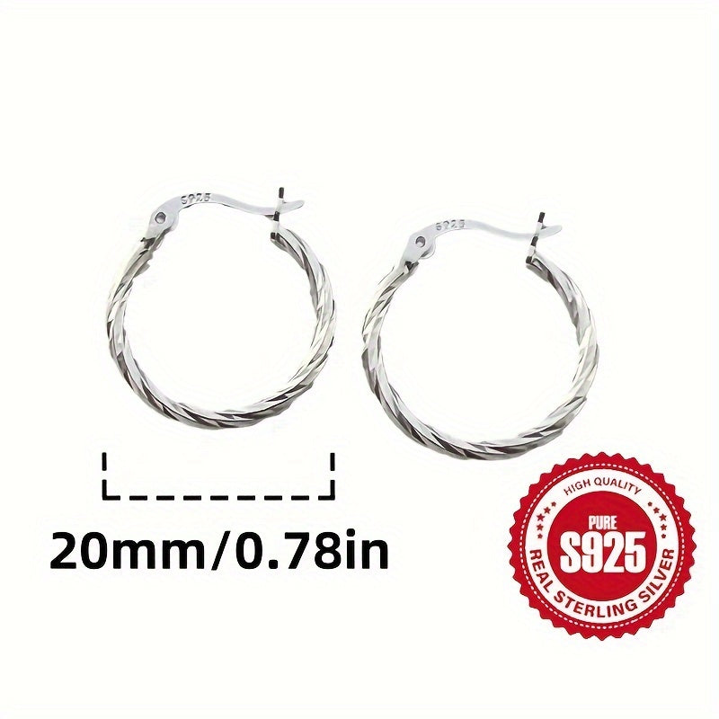 Sterling Silver 925 Spiral Circle Design Earrings 