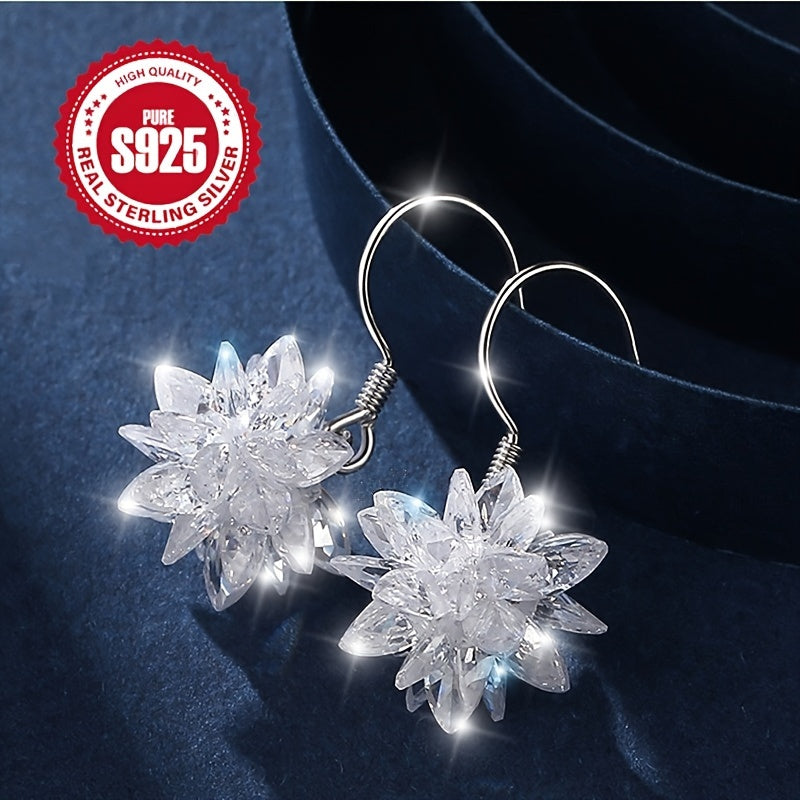 Elegant 925 Sterling Silver Ice Flower Earrings