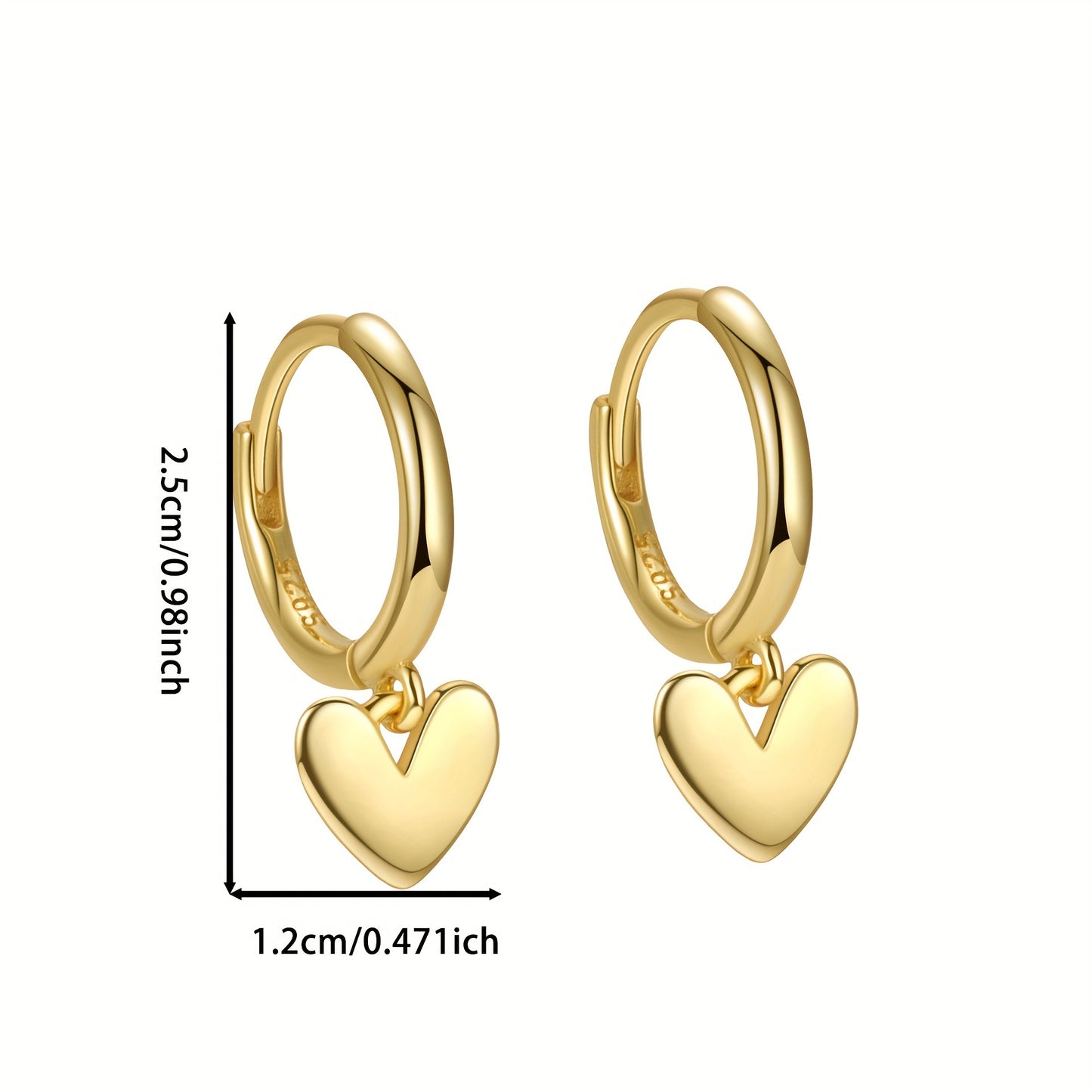 S925 Sterling Silver Peach Heart Hoop Earrings