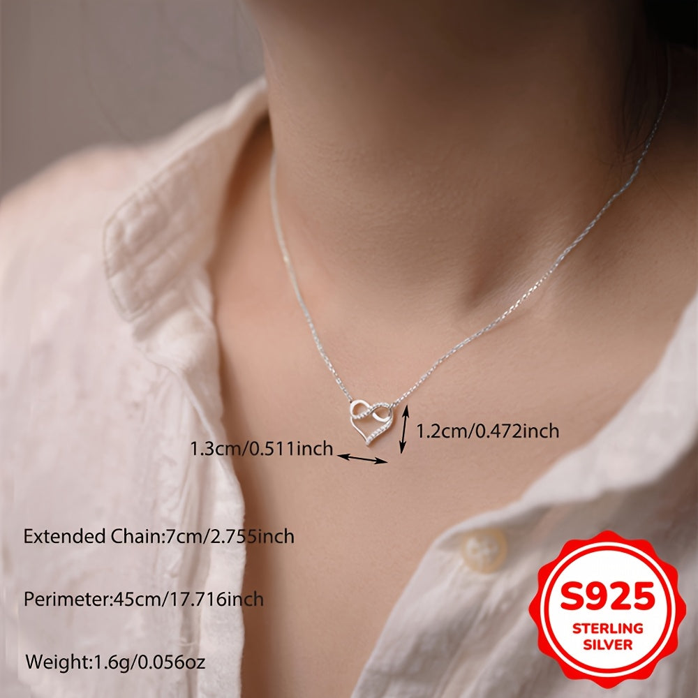 S925 Sterling Silver Zircon Infinity Necklace