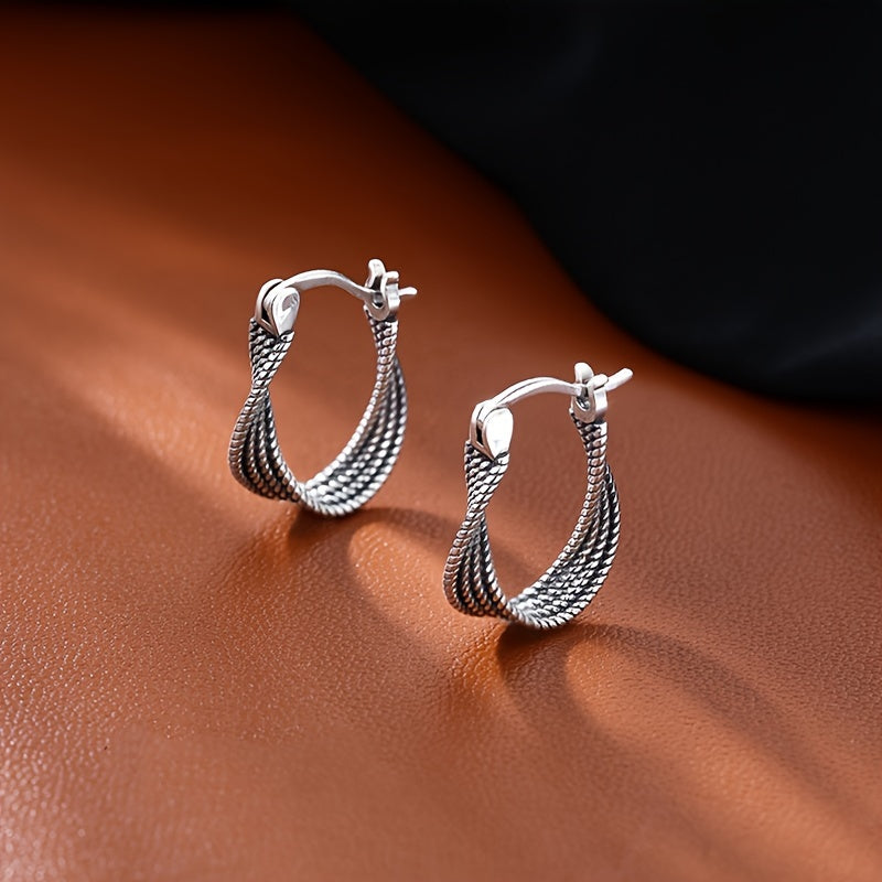 Elegant vintage 925 sterling silver hoop earrings 