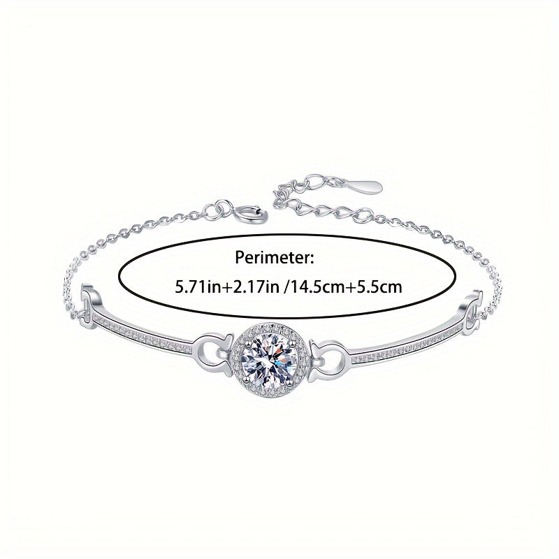 Bracelet with round and square zirconia + sparkling S925 silver 