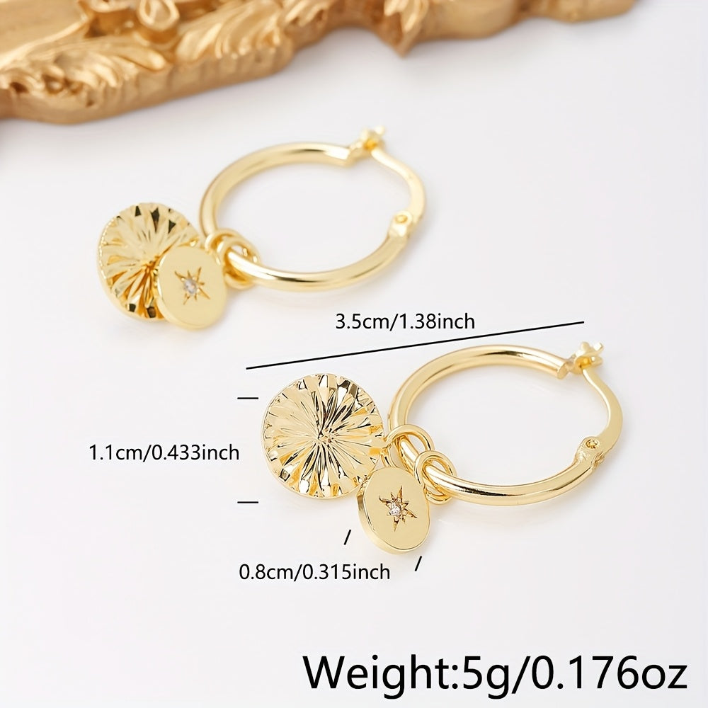 Round drop earrings with zircon