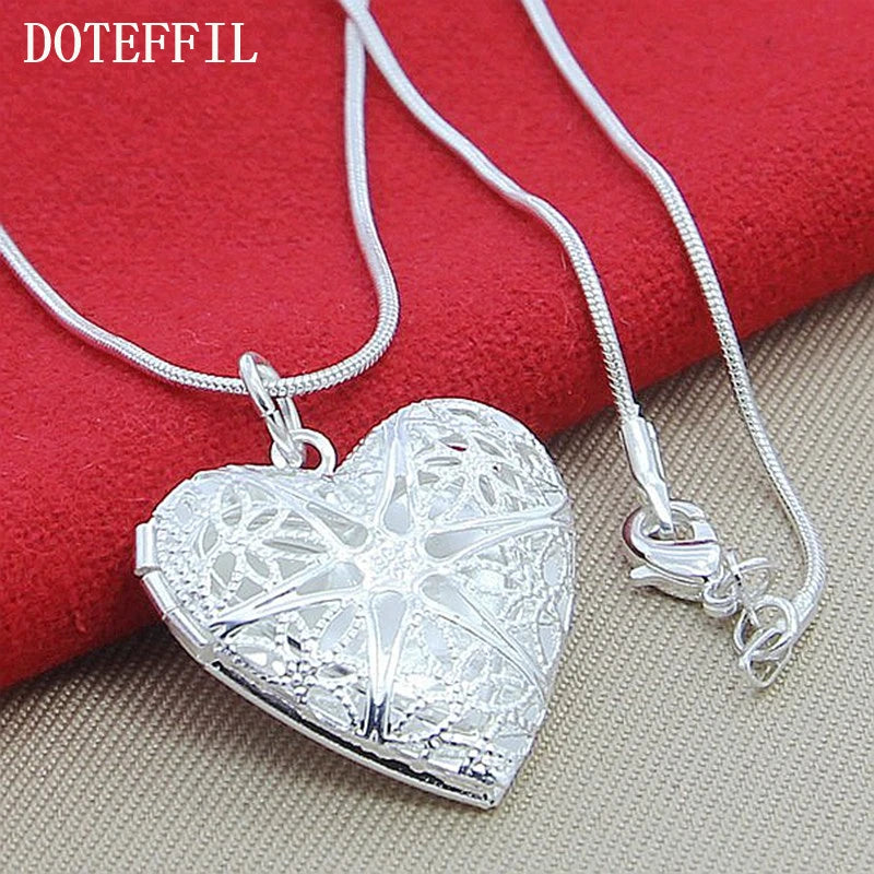 925 Sterling Silver Photo Frame Necklace Pendant 