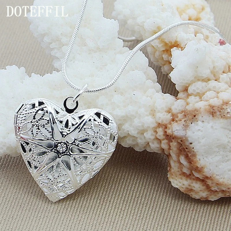 925 Sterling Silver Photo Frame Necklace Pendant 