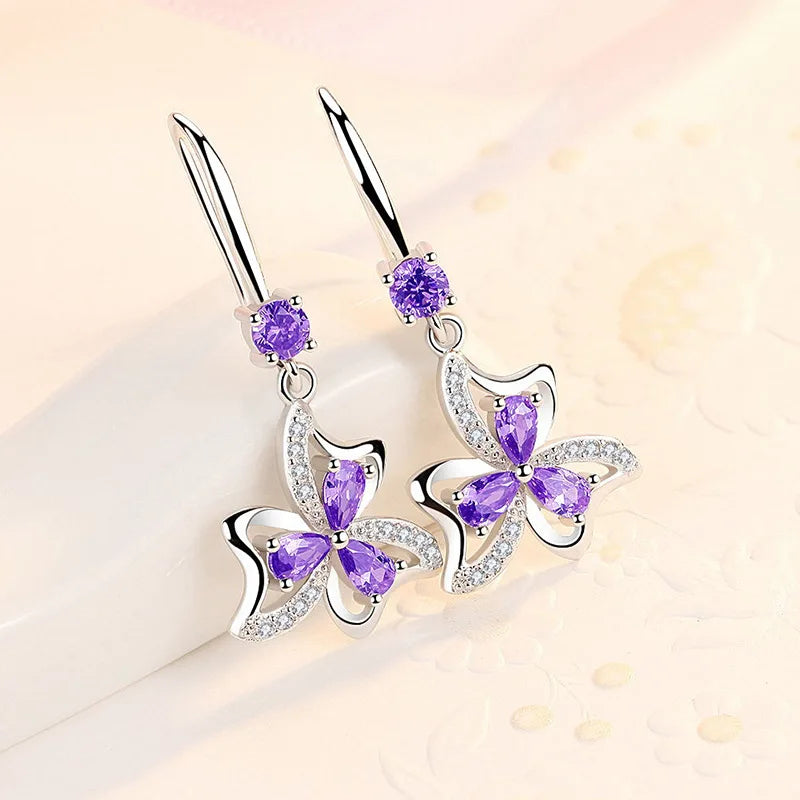 925 sterling silver earrings with a luxurious crystal flower