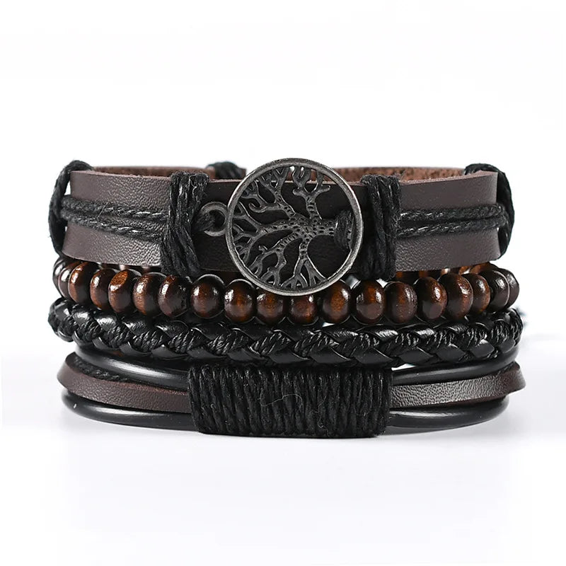 Beaded leather bracelets for men 