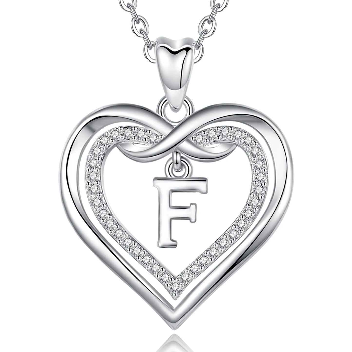 925 Silver Zircon Heart Necklace 