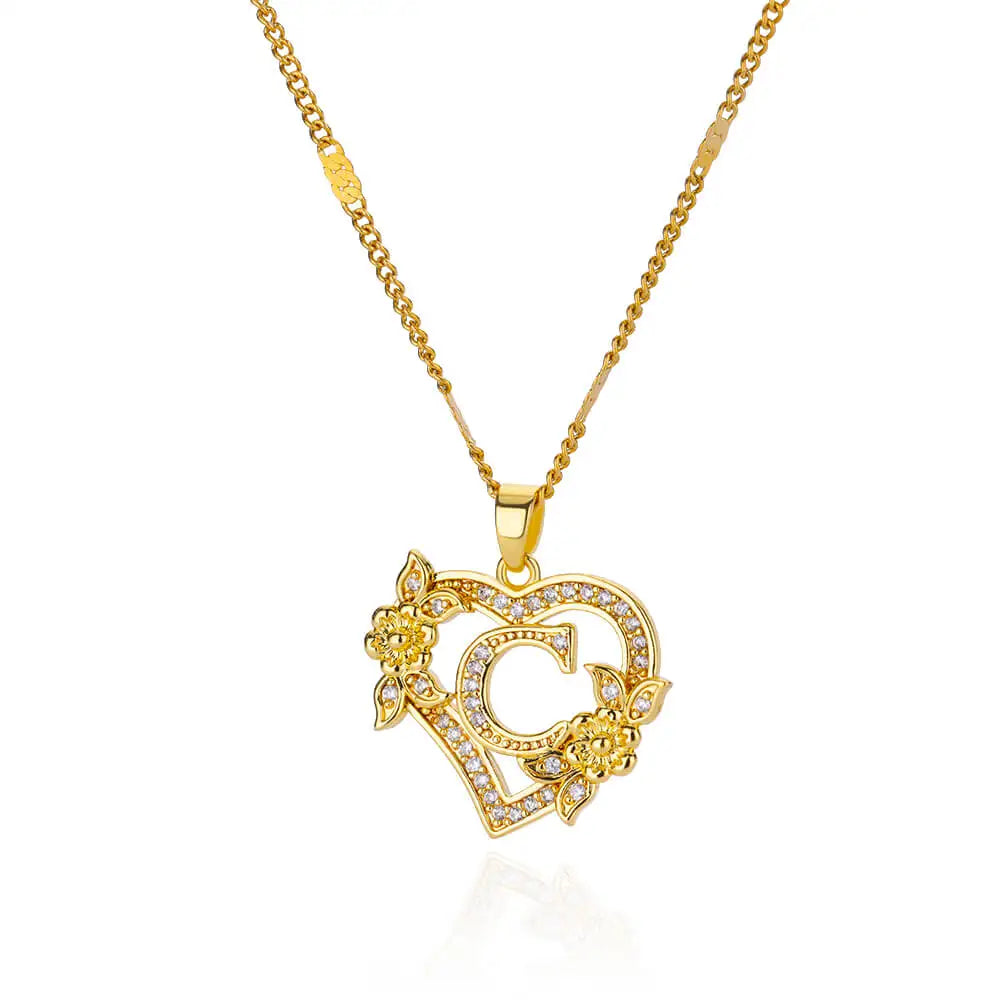 Gold-colored heart choker necklace 