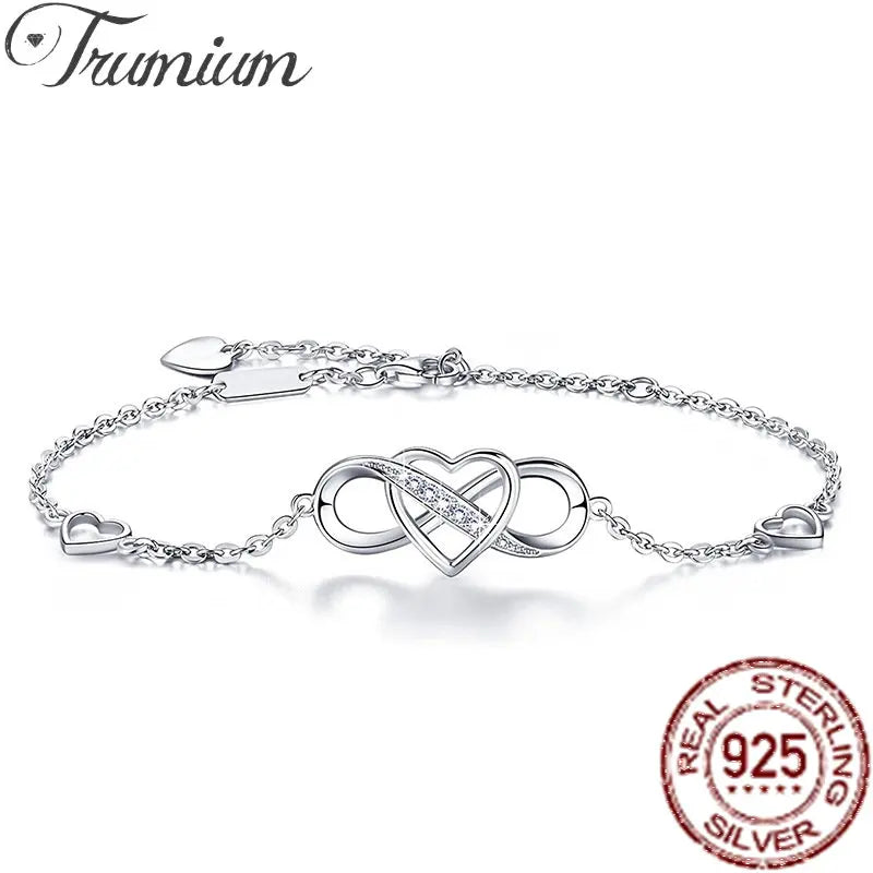 925 Sterling Silver Infinity Bracelet Gold Plated