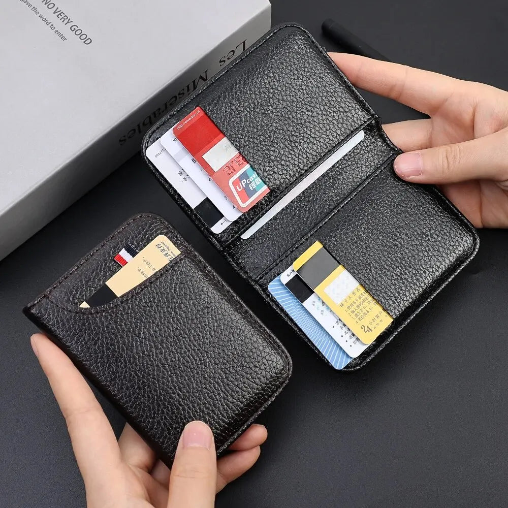 Super slim small leather wallet for men 