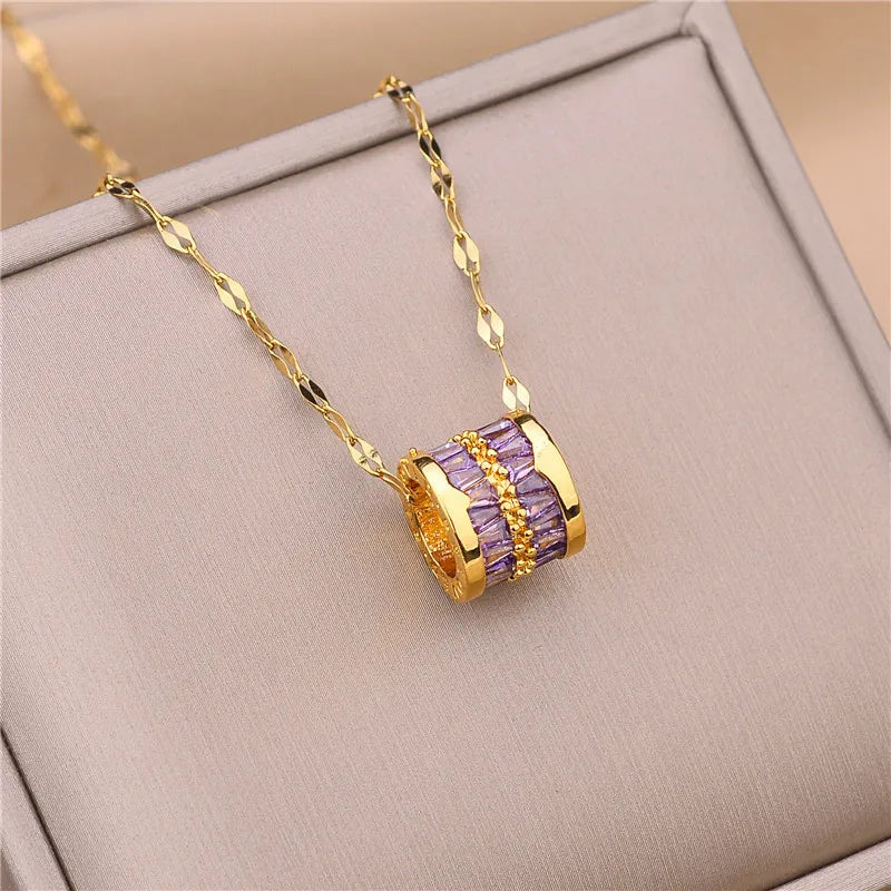 Luxurious Crystal Zircon Gold Lucky Necklace 