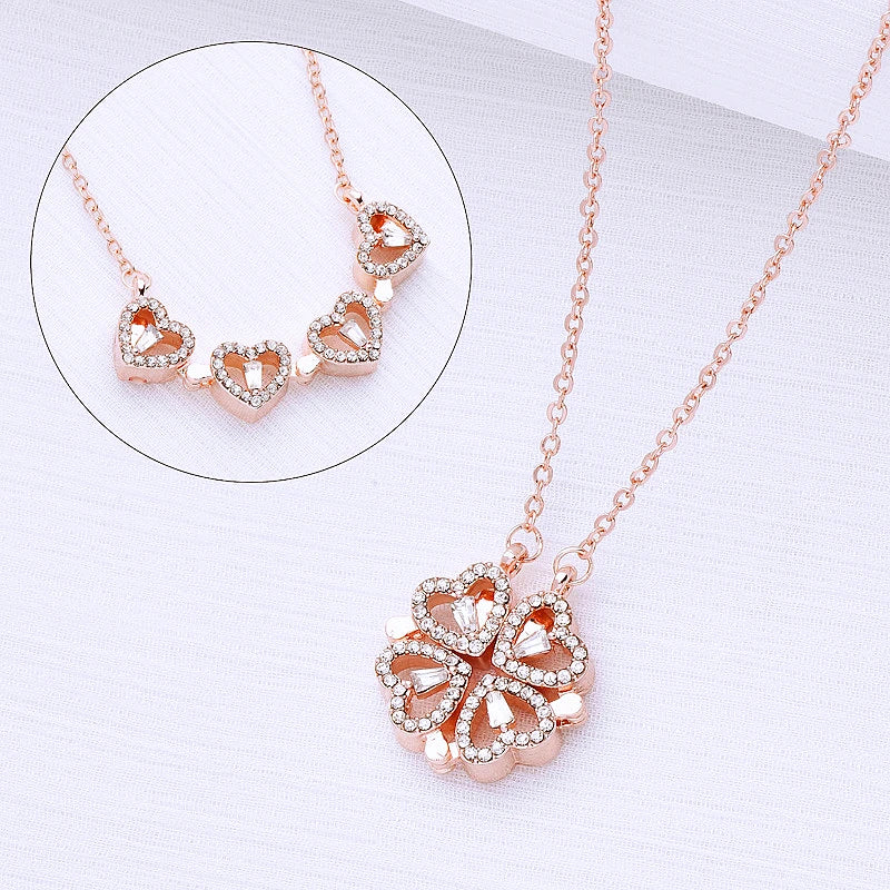 Heart-shaped clover necklace 