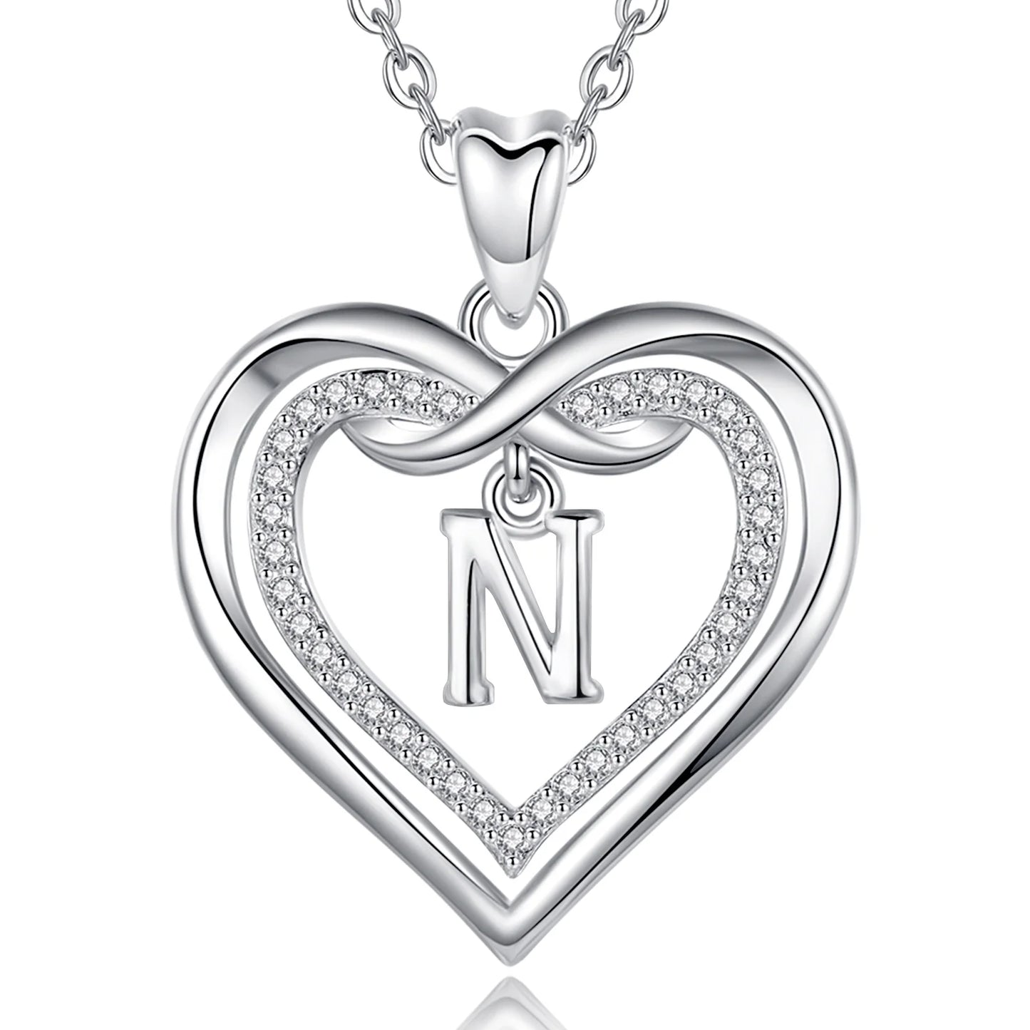 925 Silver Zircon Heart Necklace 