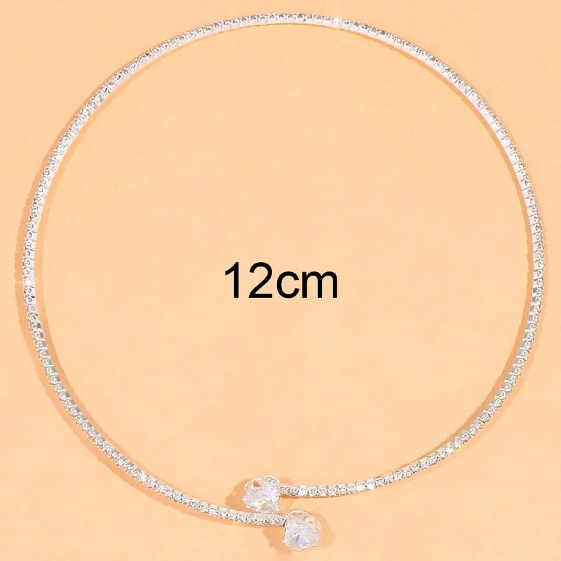 Rhinestone Heart Choker Collar 