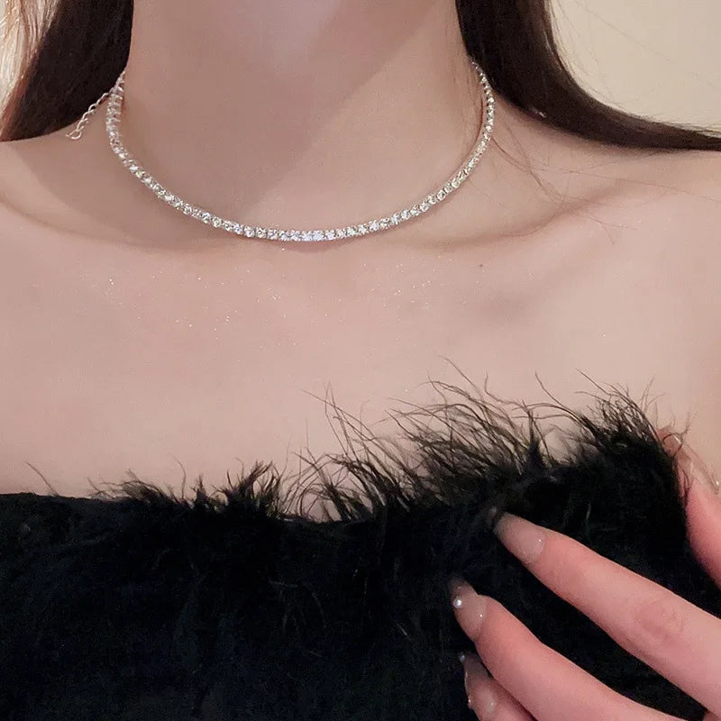 Rhinestone Heart Choker Collar 