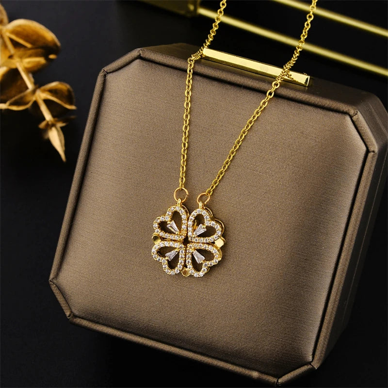 Luxury Stainless Steel Zircon Crystal Necklaces