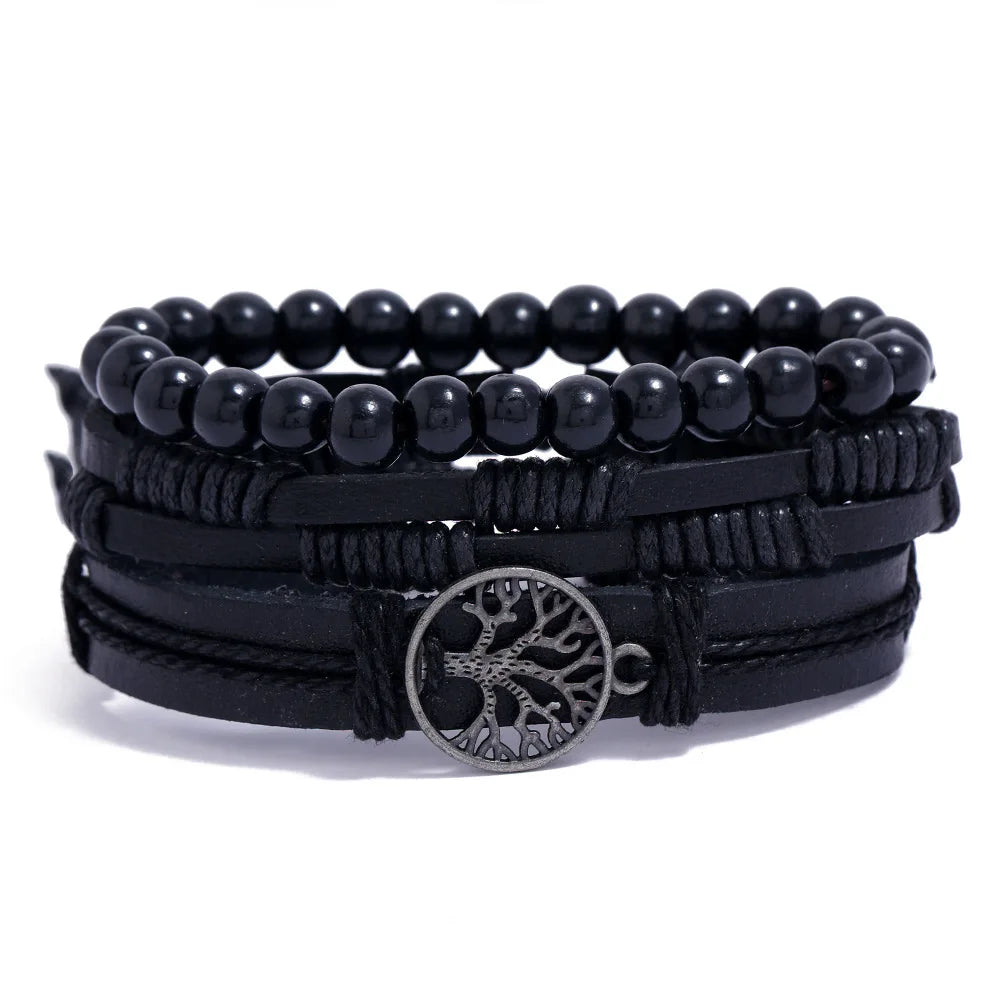 Beaded leather bracelets for men 