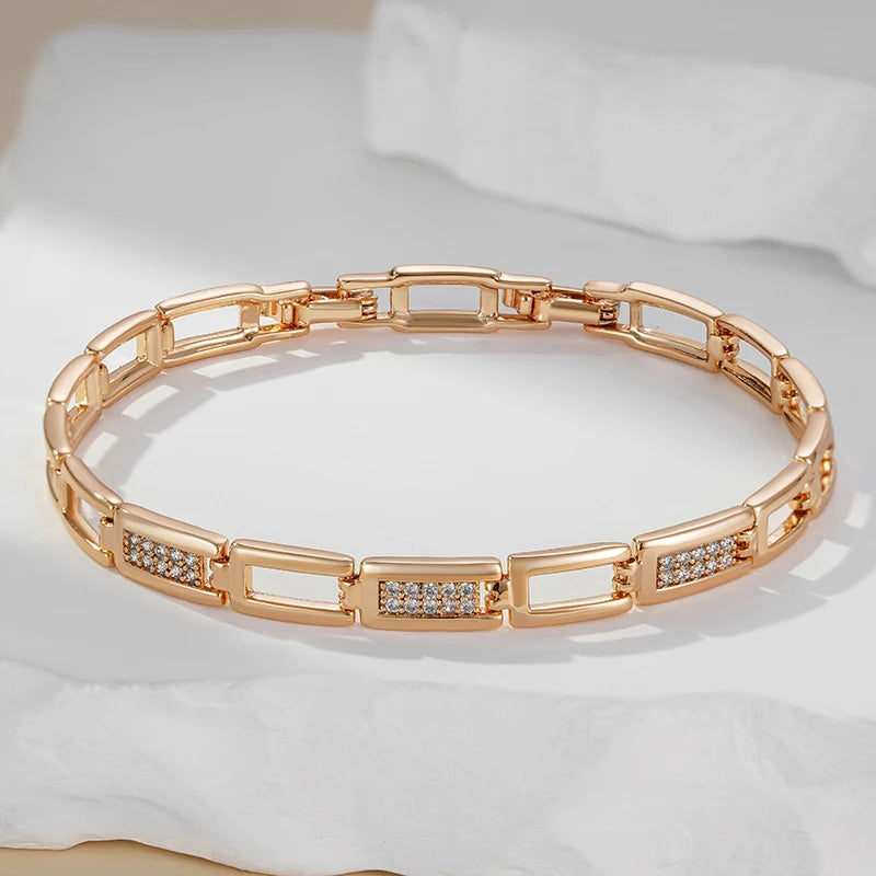 Luxury 585 gold leaf bracelet with zircon 