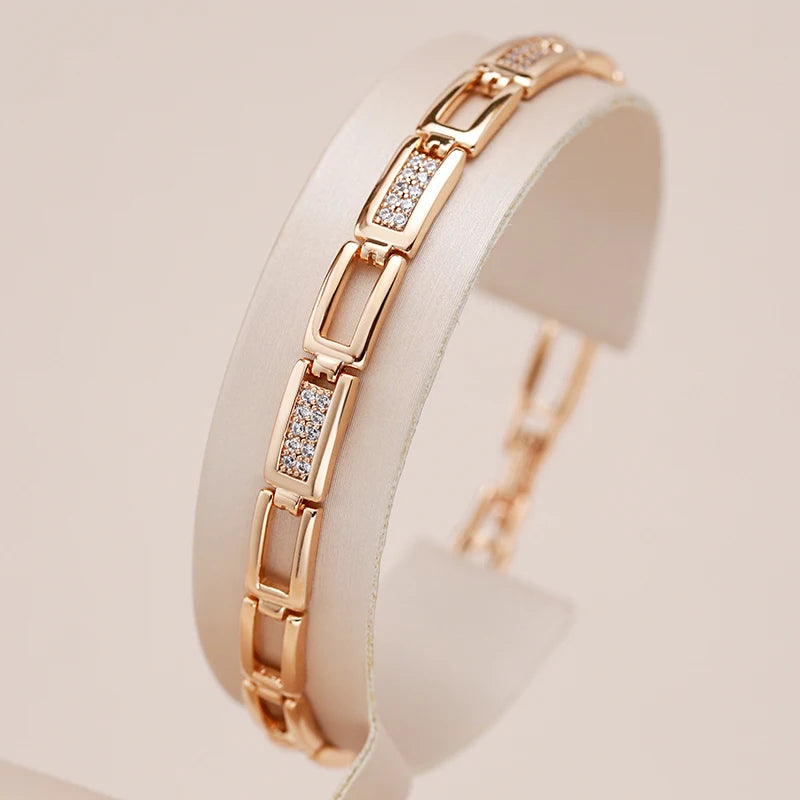 Luxury 585 gold leaf bracelet with zircon 