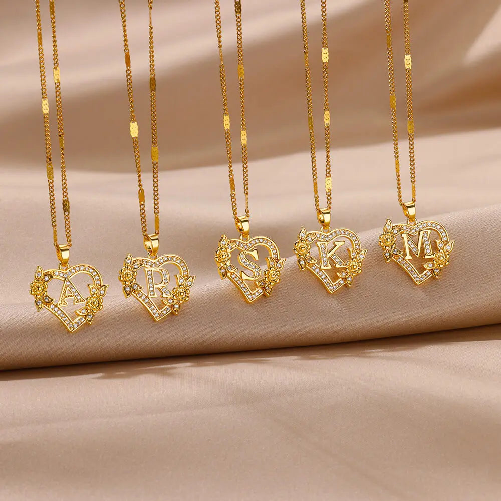 Gold-colored heart choker necklace 