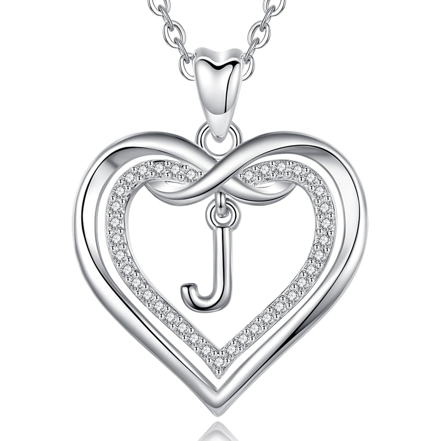 925 Silver Zircon Heart Necklace 