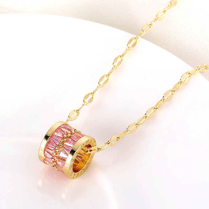 Luxurious Crystal Zircon Gold Lucky Necklace 