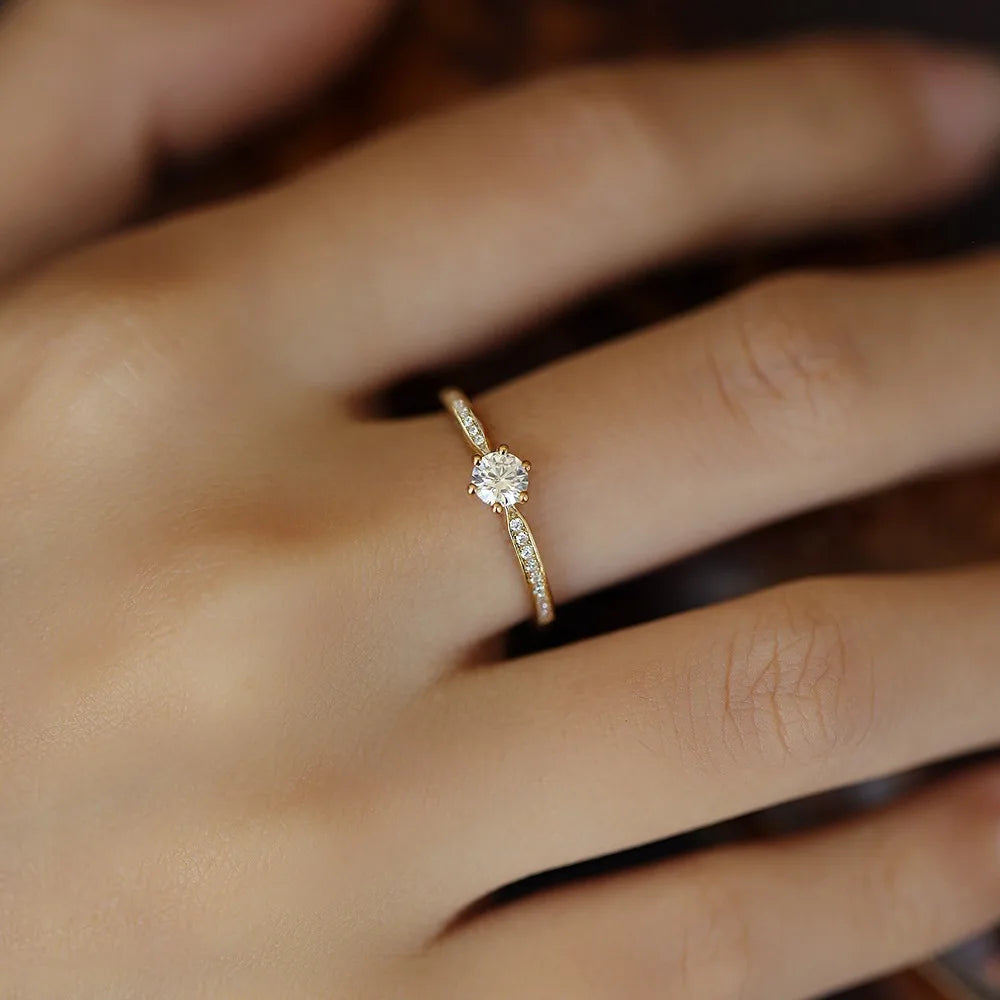 925 Sterling Silver Zircon Gold Plated Ring 