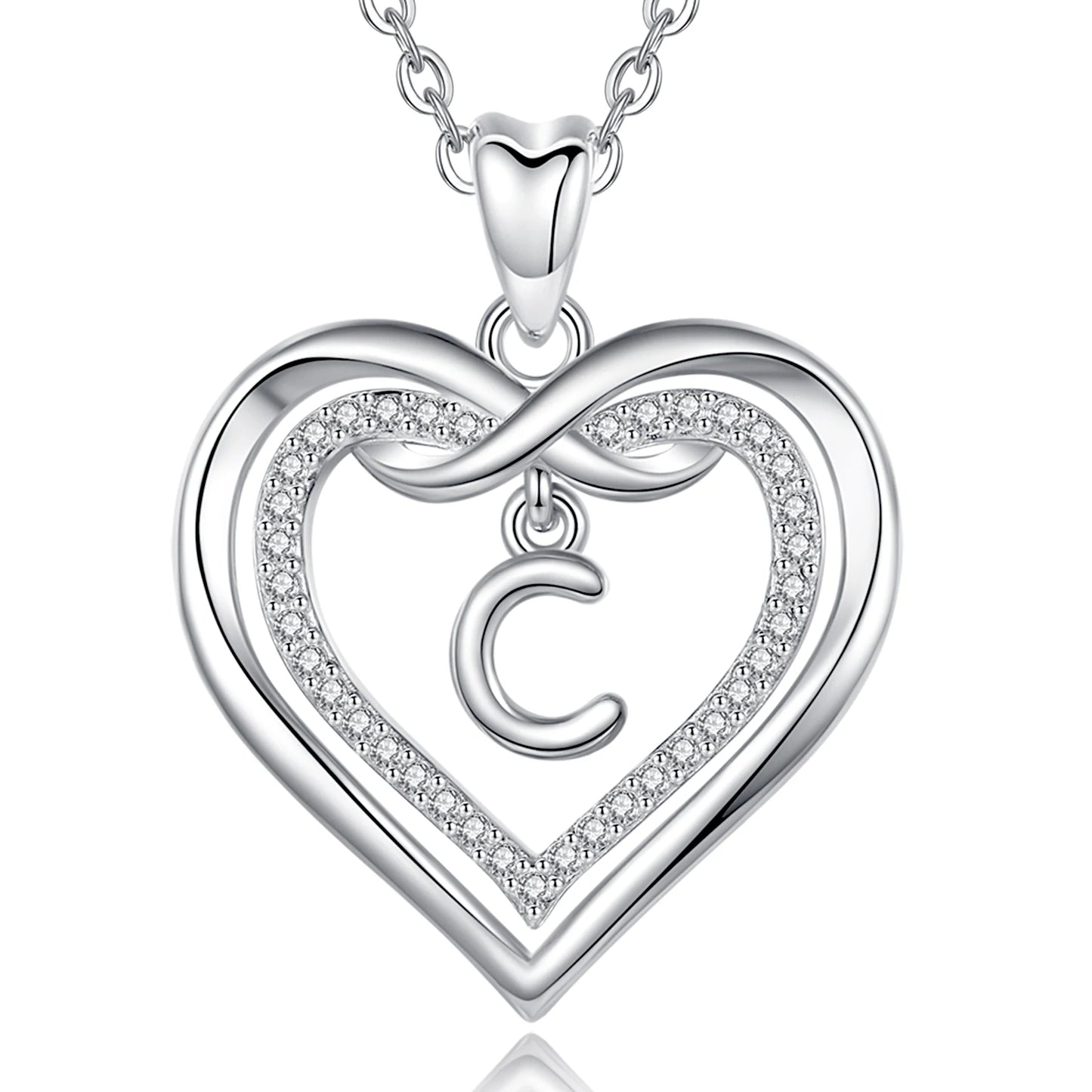 925 Silver Zircon Heart Necklace 