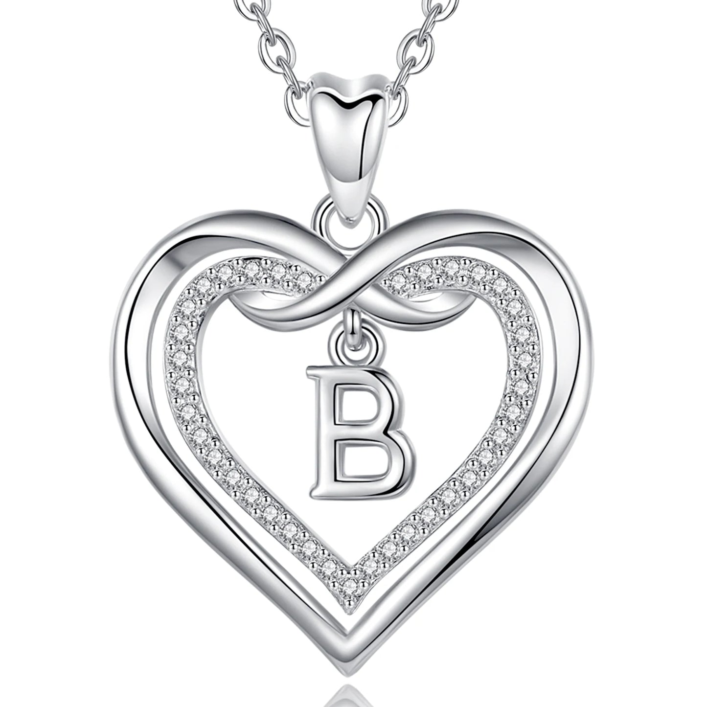 925 Silver Zircon Heart Necklace 