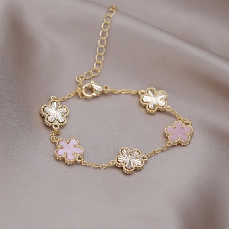 14k gold flower acrylic bracelet