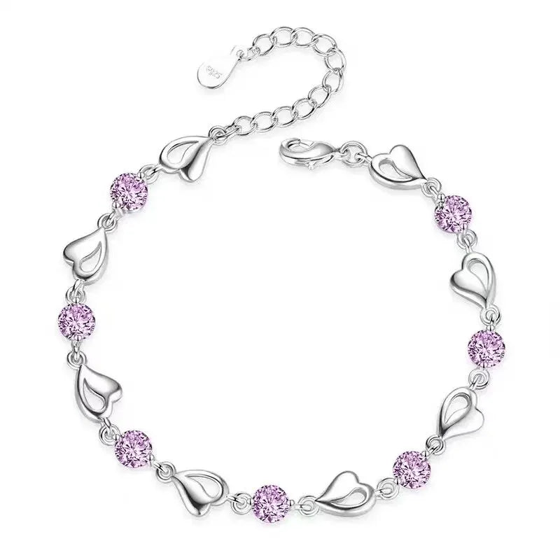 Retro Cubic Zirconia Heart Bracelet 