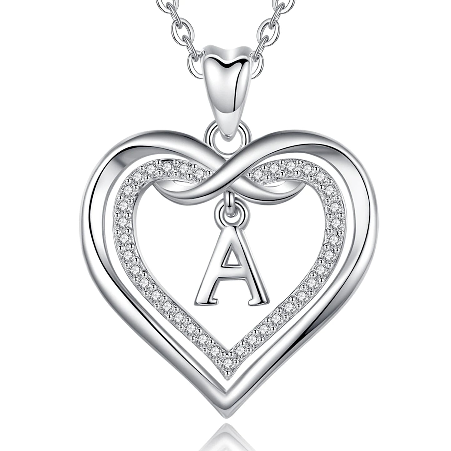 925 Silver Zircon Heart Necklace 