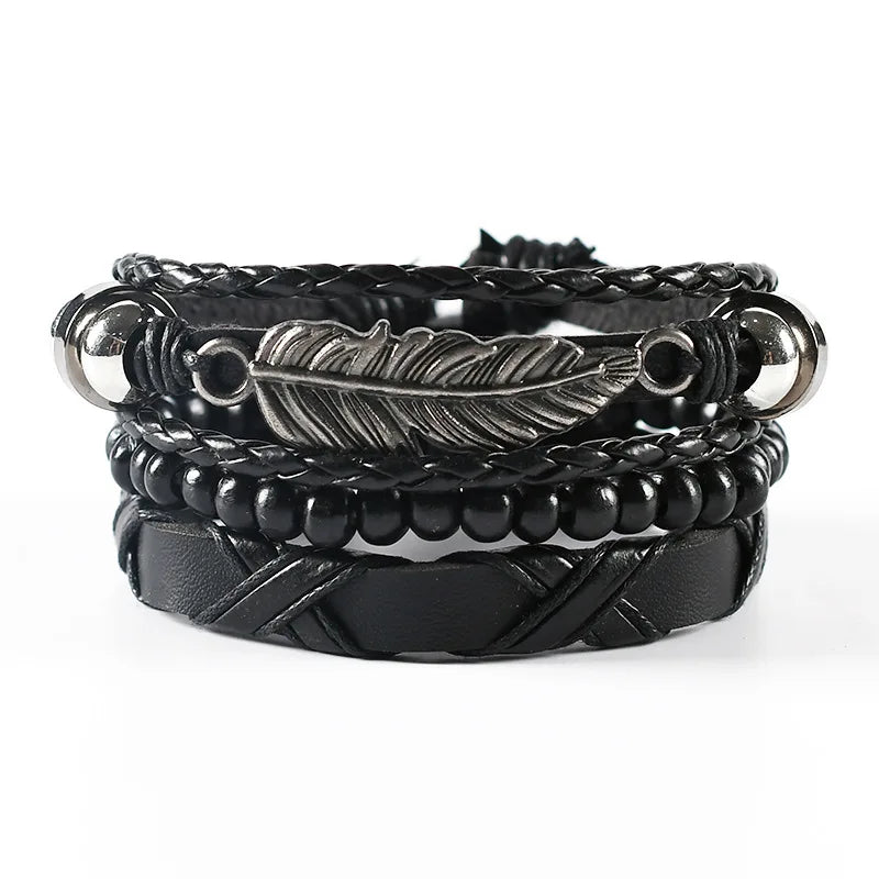 Beaded leather bracelets for men 