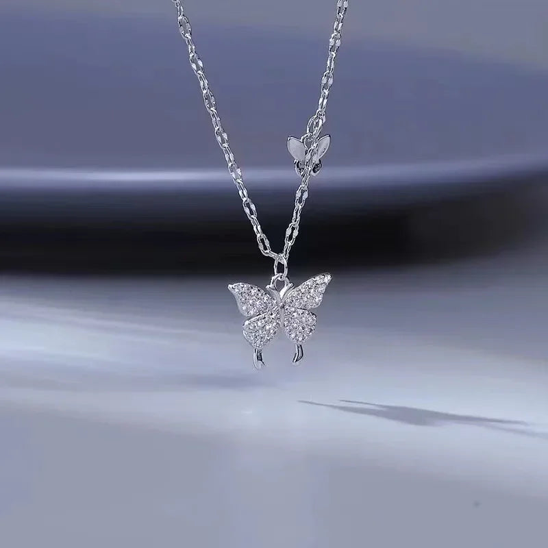 Pure silver butterfly necklace 