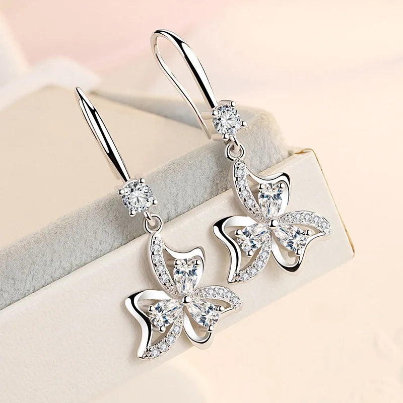 925 sterling silver earrings with a luxurious crystal flower