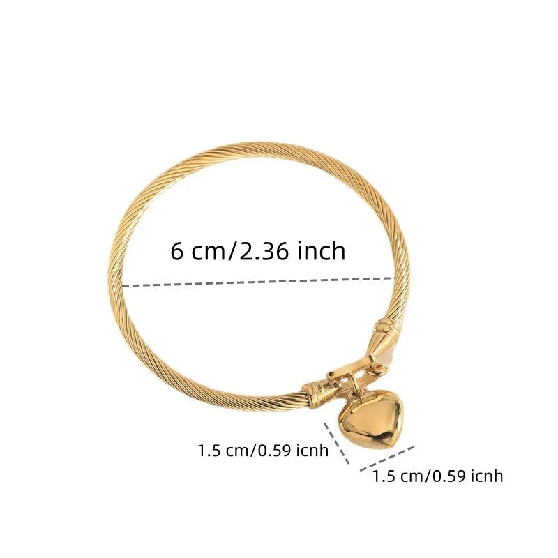 18K Gold Heart Bracelet in Stainless Steel