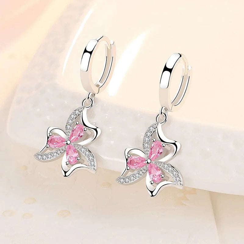 925 sterling silver earrings with a luxurious crystal flower