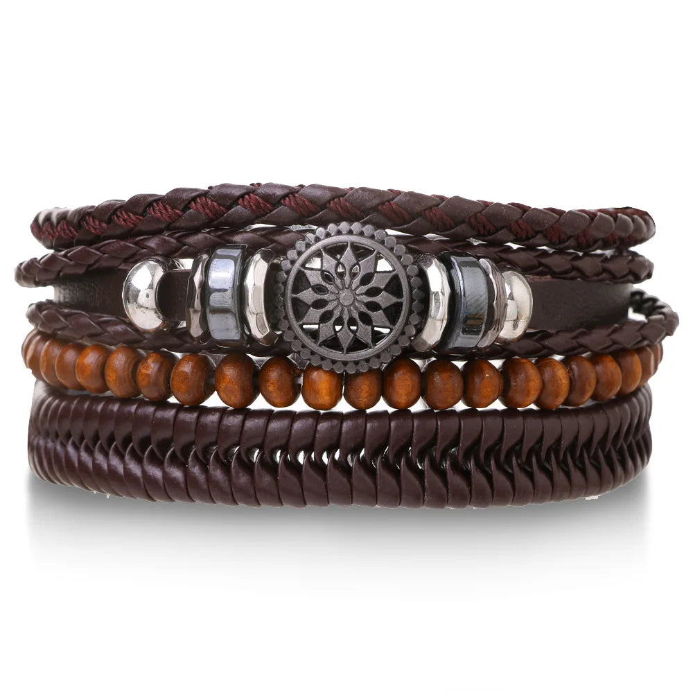 Beaded leather bracelets for men 