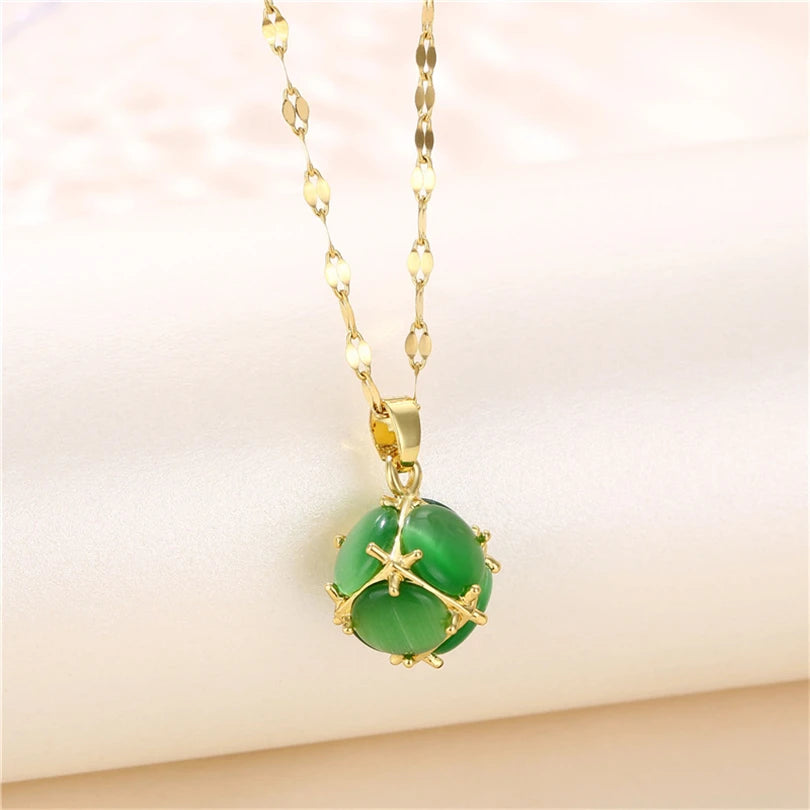 Luxury Stainless Steel Zircon Crystal Necklaces