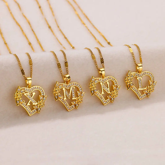 Gold-colored heart choker necklace 