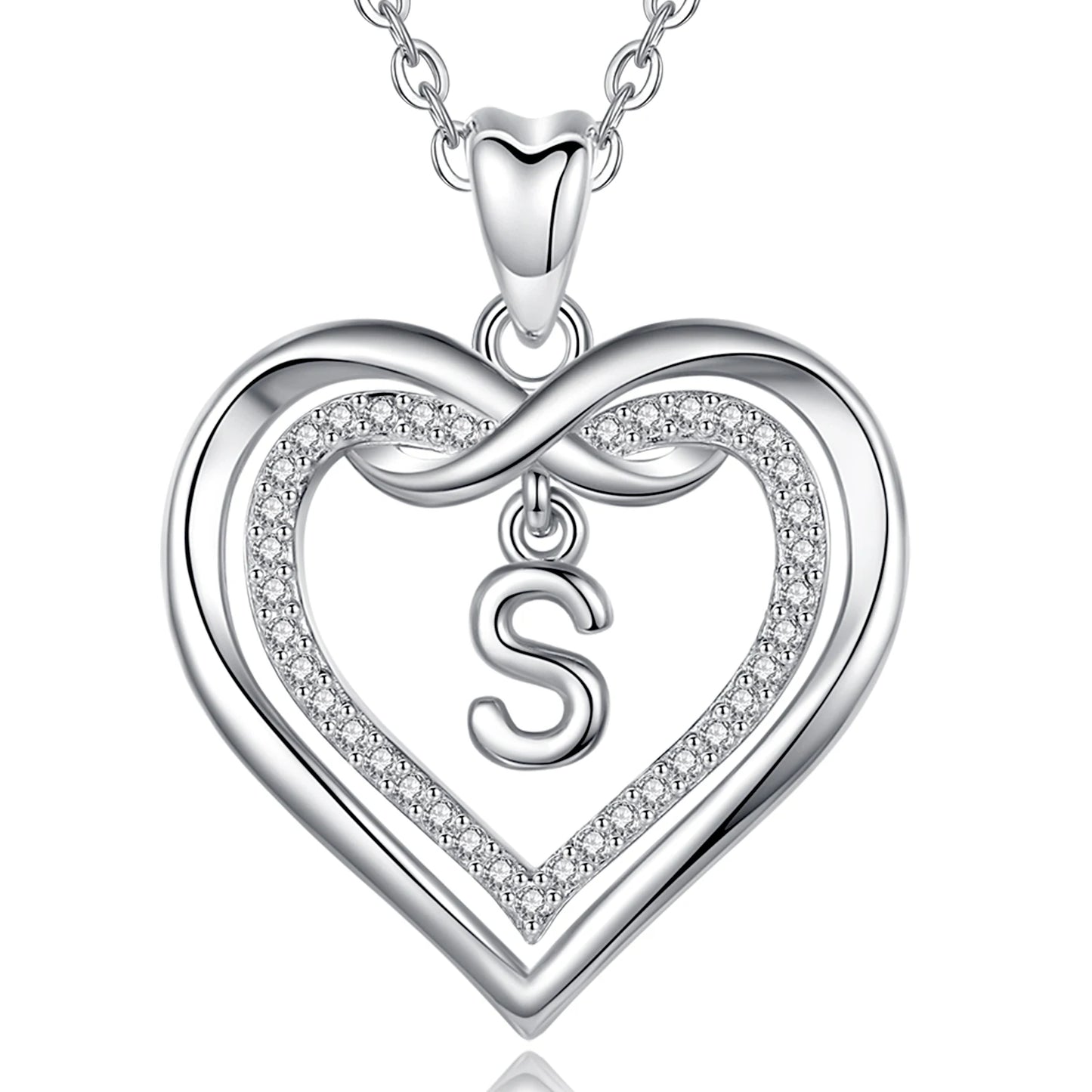 925 Silver Zircon Heart Necklace 