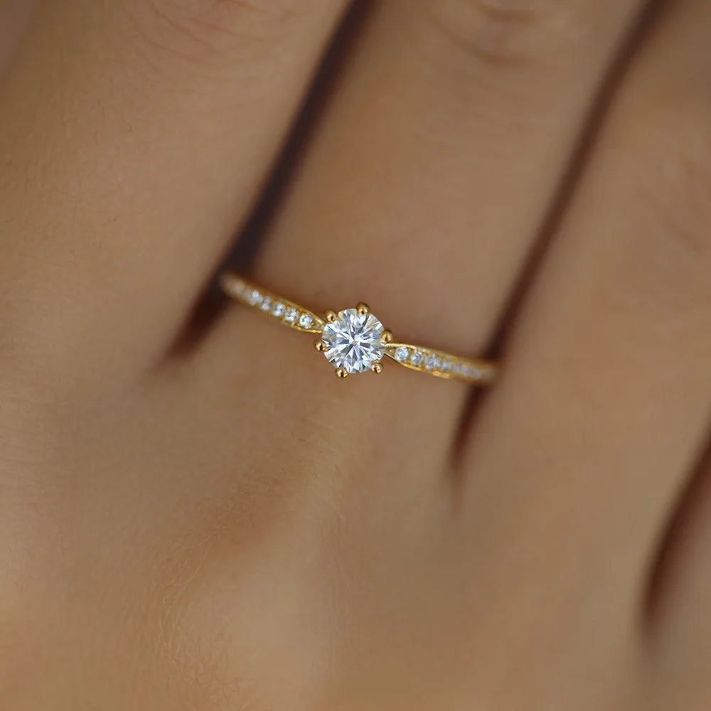 925 Sterling Silver Zircon Gold Plated Ring 