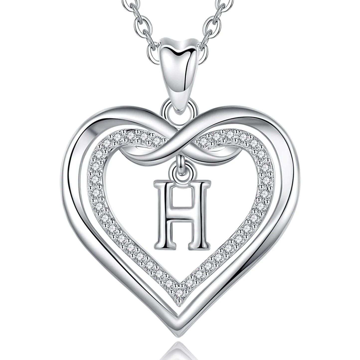 925 Silver Zircon Heart Necklace 