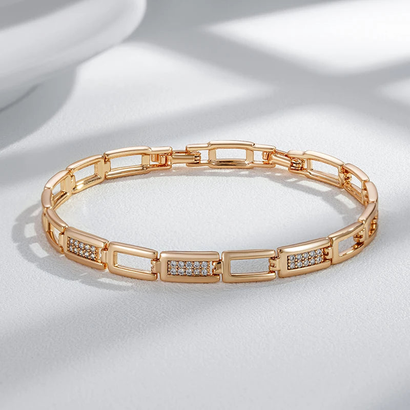 Luxury 585 gold leaf bracelet with zircon 